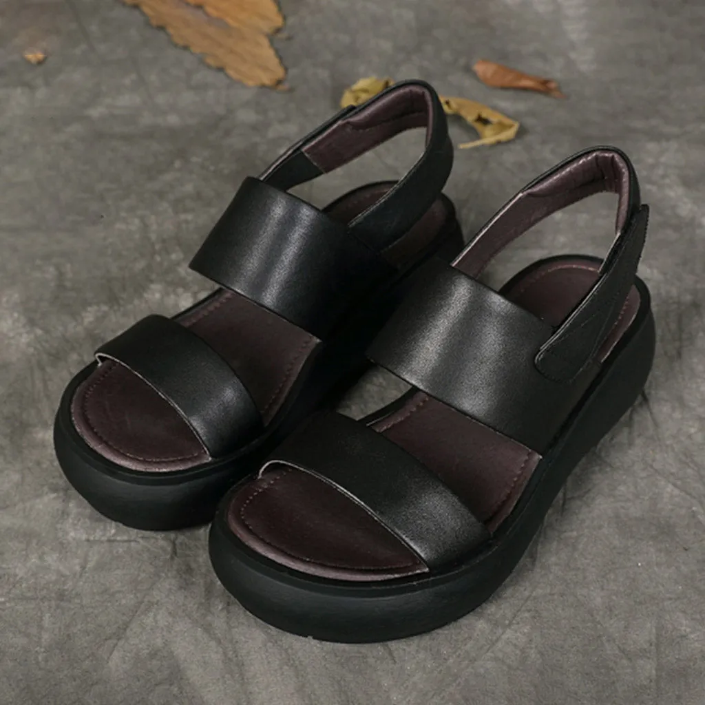 Handmade Retro Summer Wedge Sandals Slingback