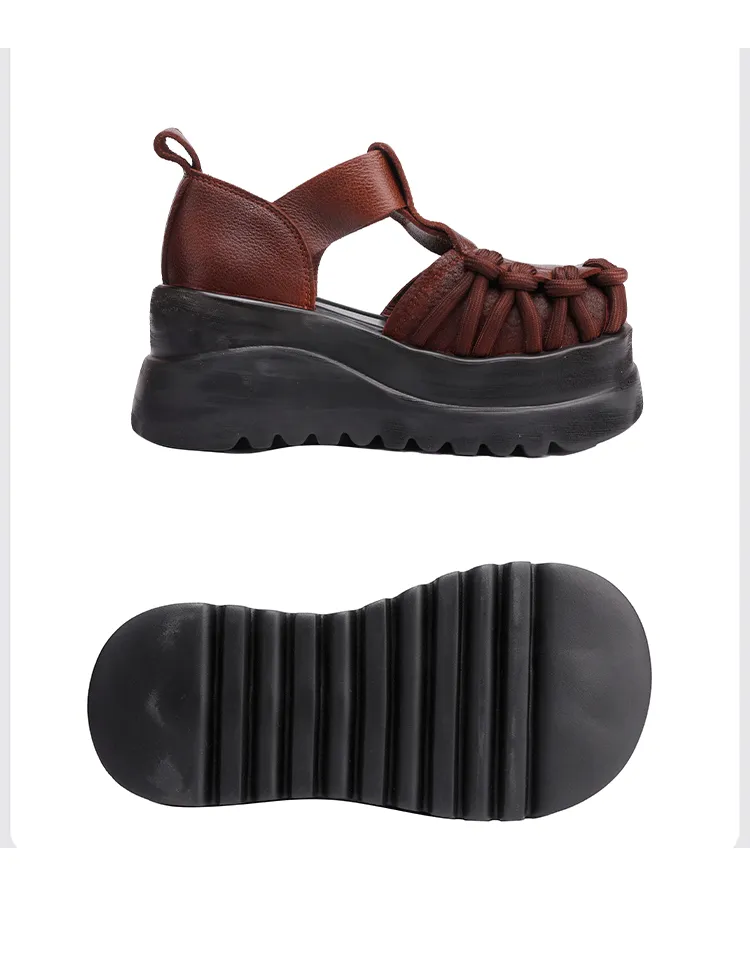 Handmade Wide Toe Box T-Strap Platform Sandals