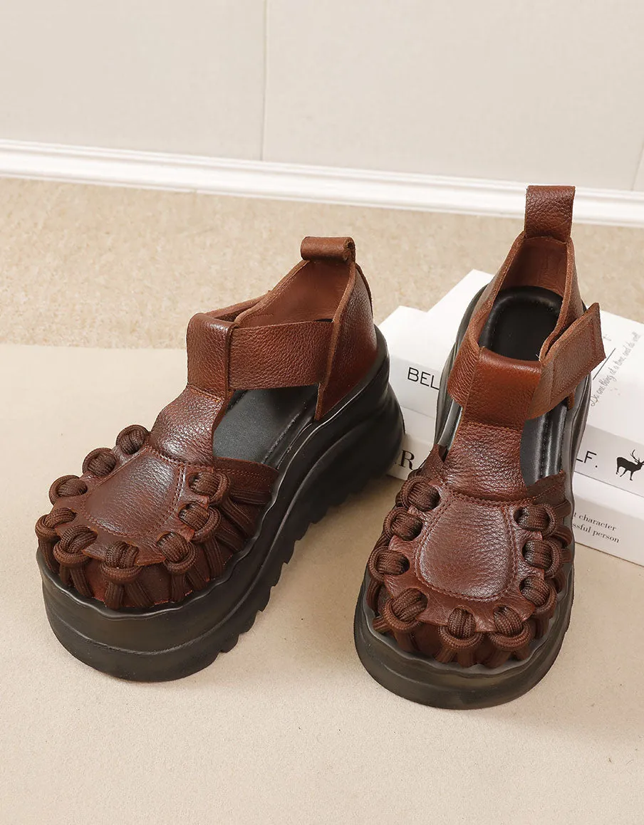 Handmade Wide Toe Box T-Strap Platform Sandals
