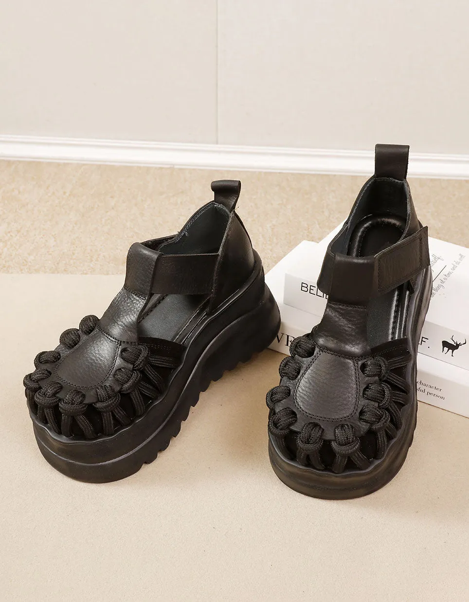 Handmade Wide Toe Box T-Strap Platform Sandals