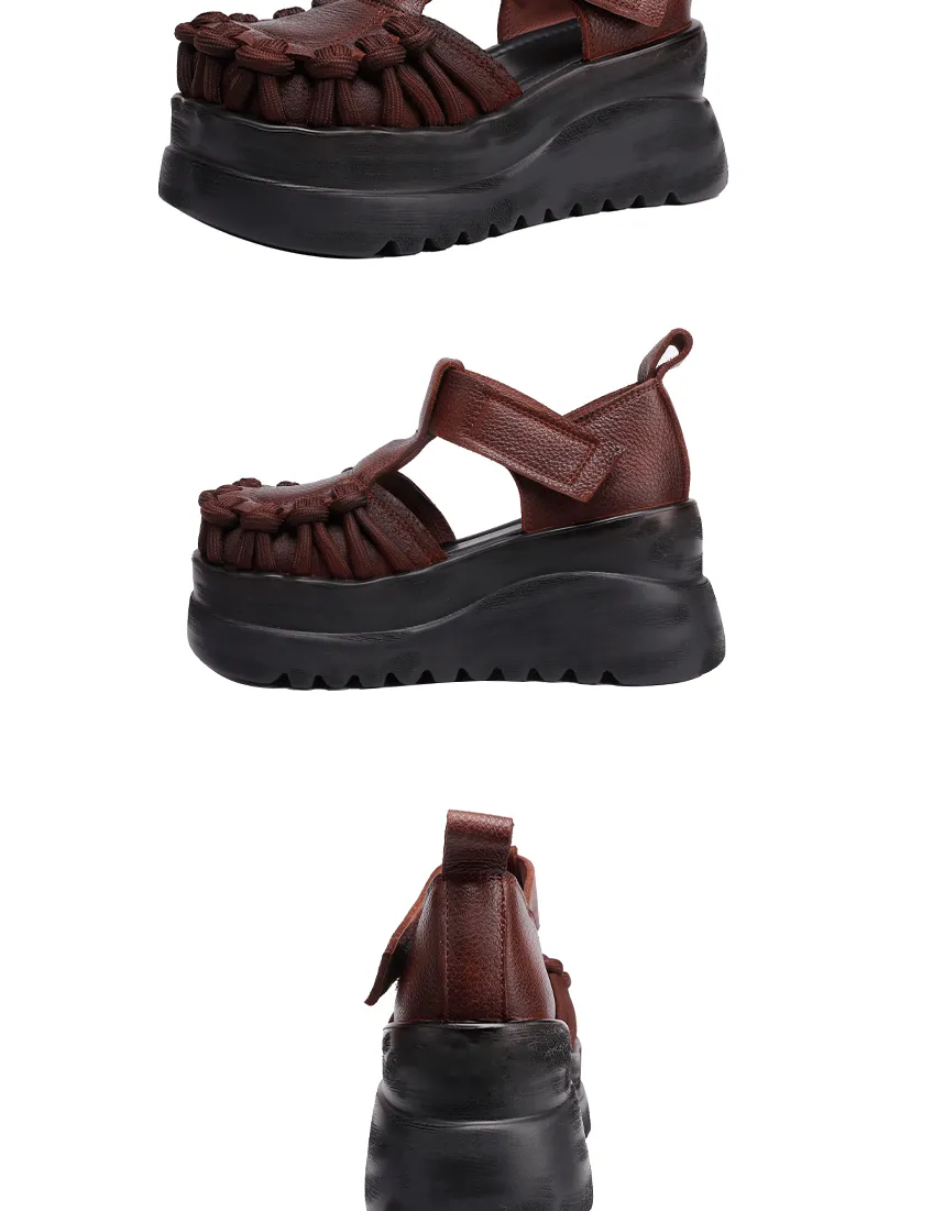 Handmade Wide Toe Box T-Strap Platform Sandals