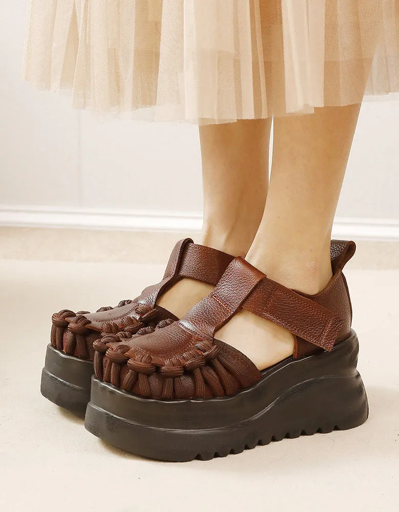 Handmade Wide Toe Box T-Strap Platform Sandals