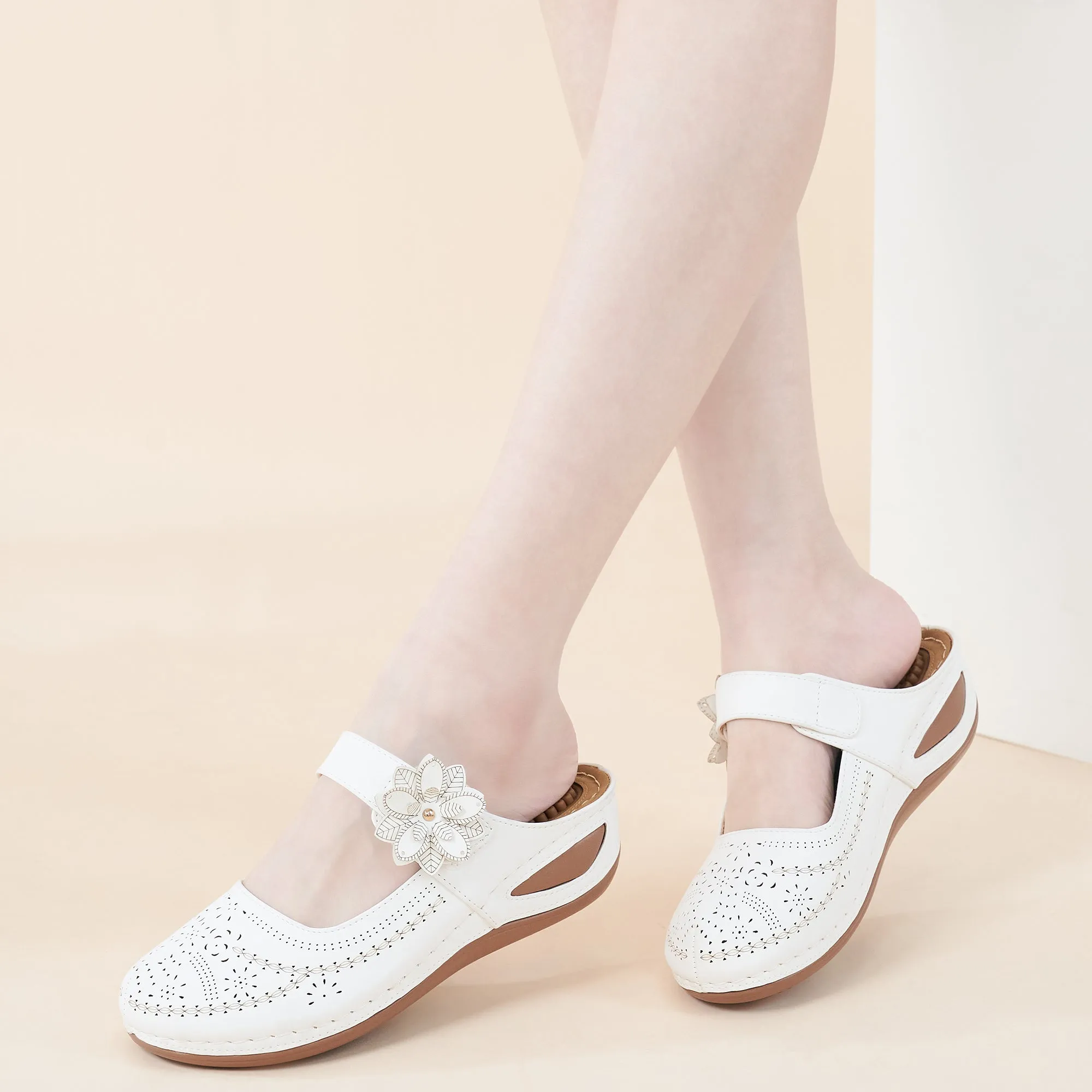 HARENC™Mules for Women Sandals Casual Summer Clog with Arch Support Cushion Footbed Slip