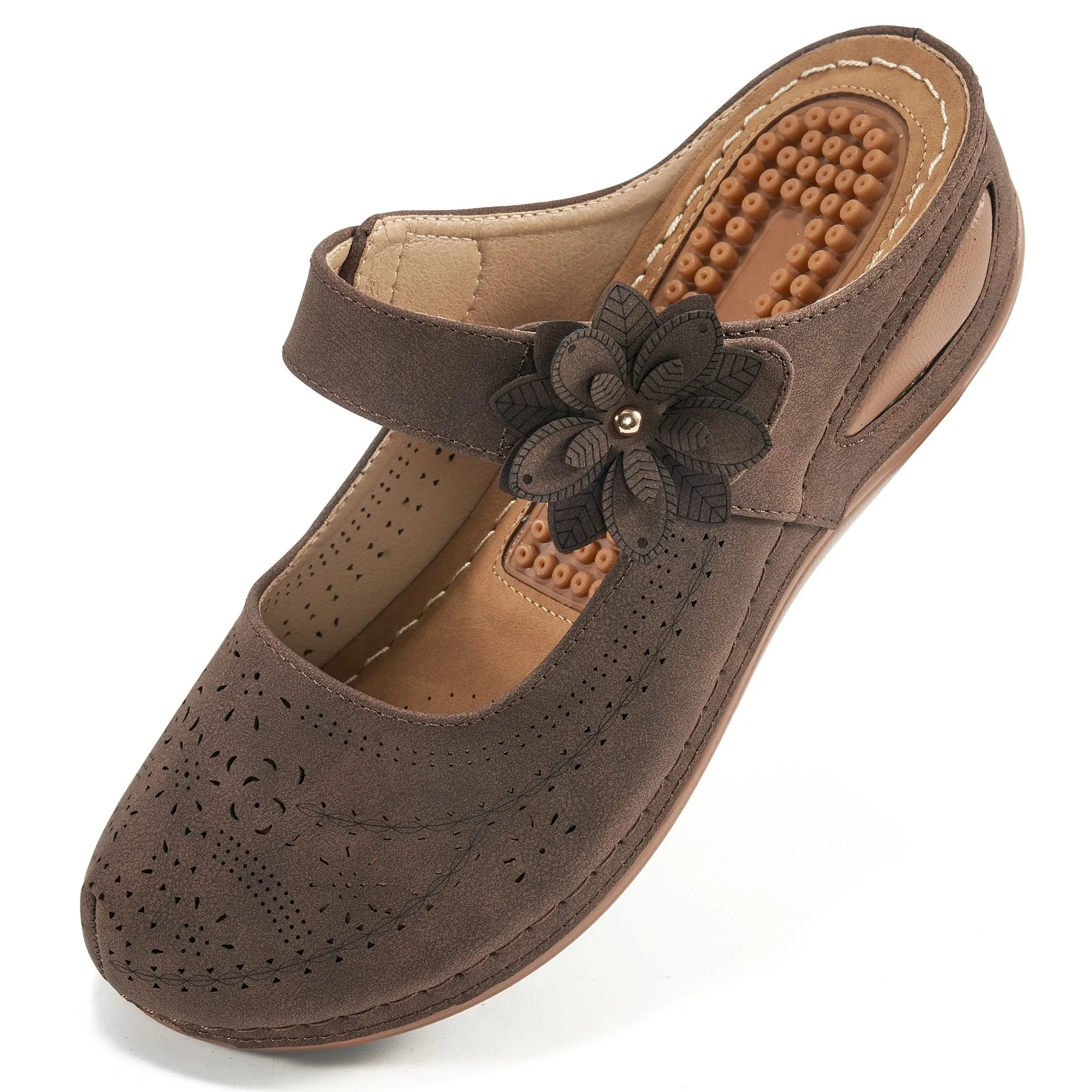 HARENC™Mules for Women Sandals Casual Summer Clog with Arch Support Cushion Footbed Slip
