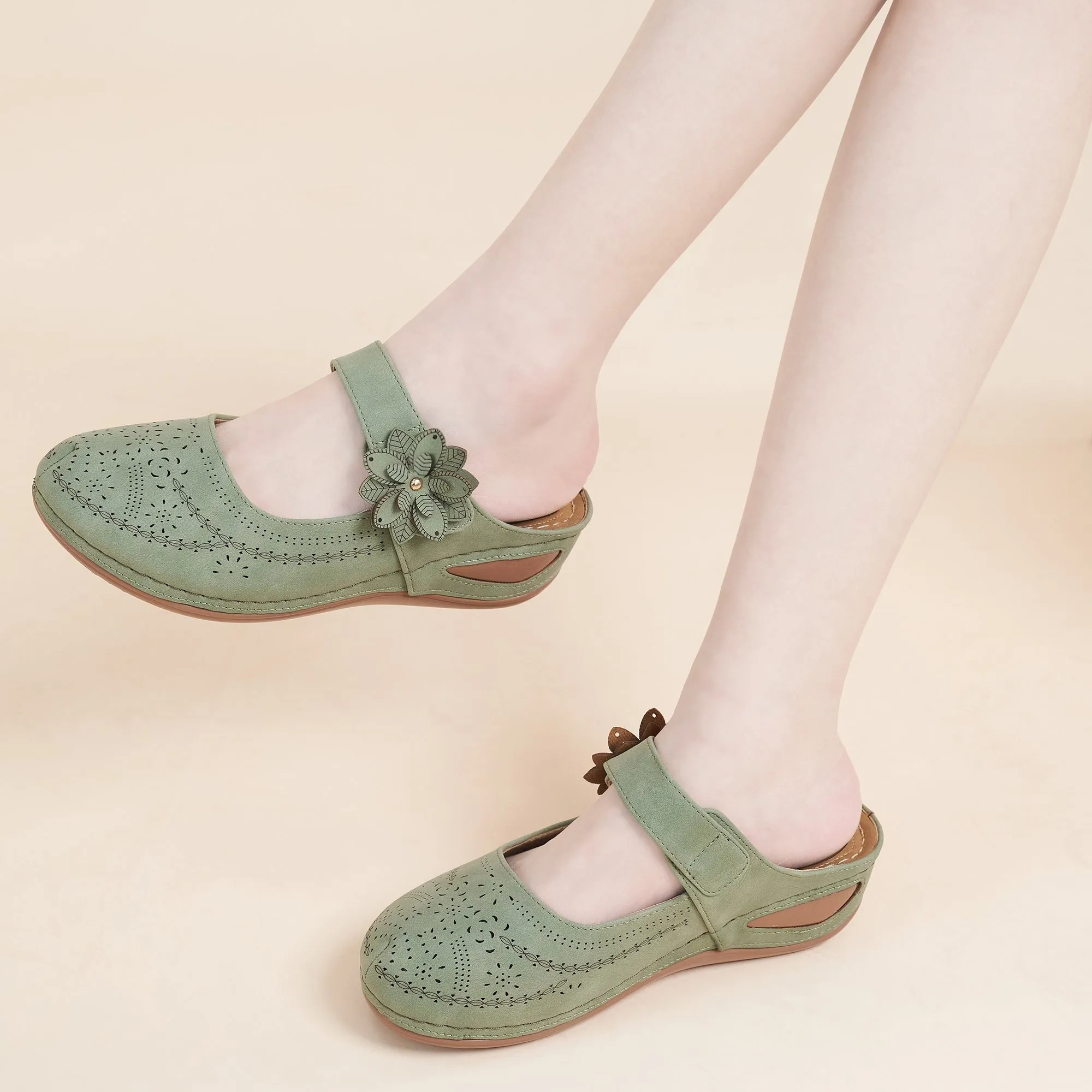 HARENC™Mules for Women Sandals Casual Summer Clog with Arch Support Cushion Footbed Slip