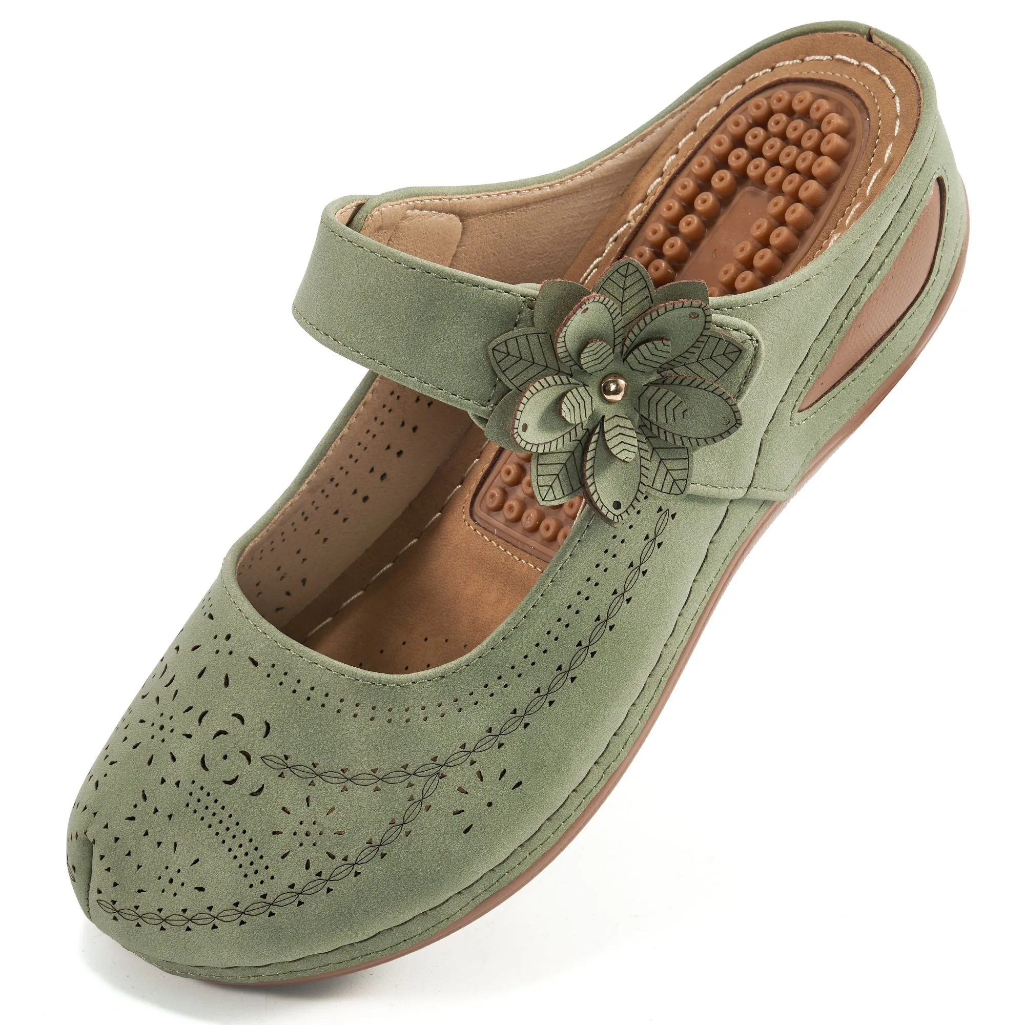 HARENC™Mules for Women Sandals Casual Summer Clog with Arch Support Cushion Footbed Slip