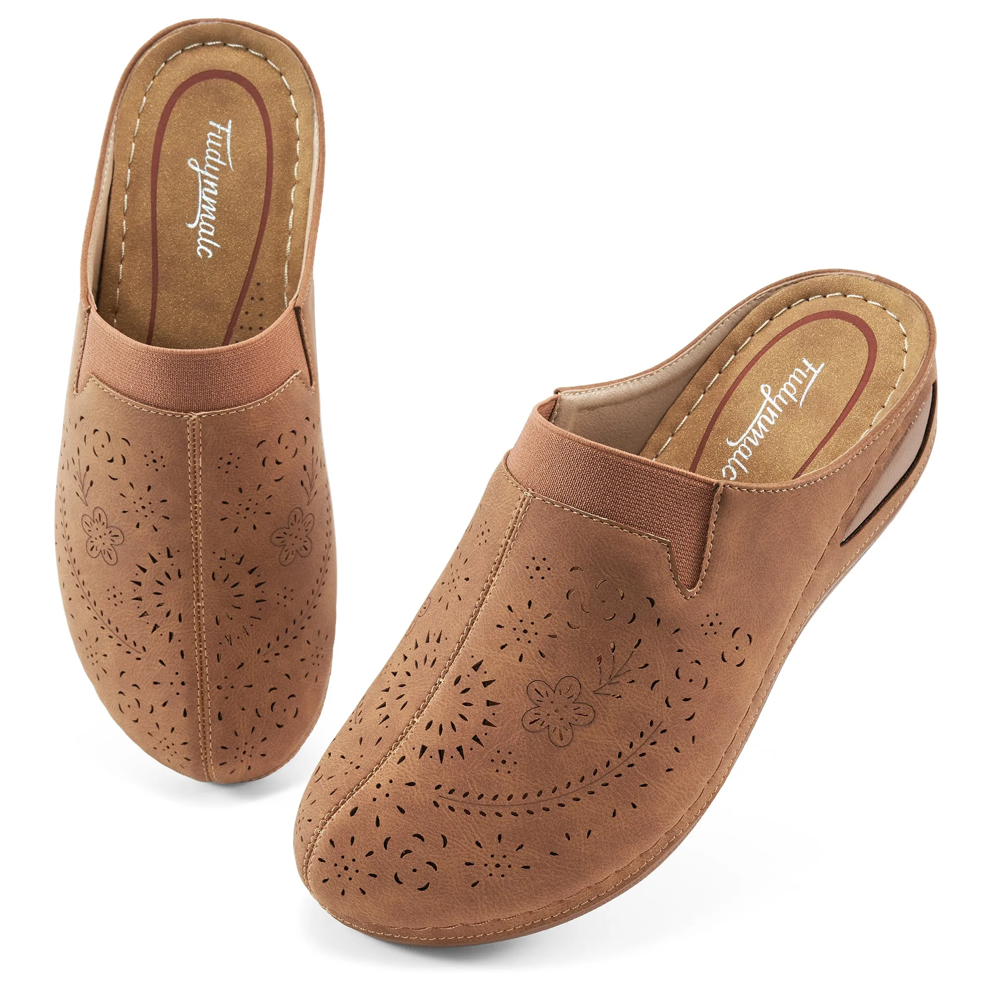 HARENC™Womens Mules Closed Toe: Comfortable Cushion Footbed Slip On Wedge Sandals - Casual Fashion Orthopedic Walking Shoes