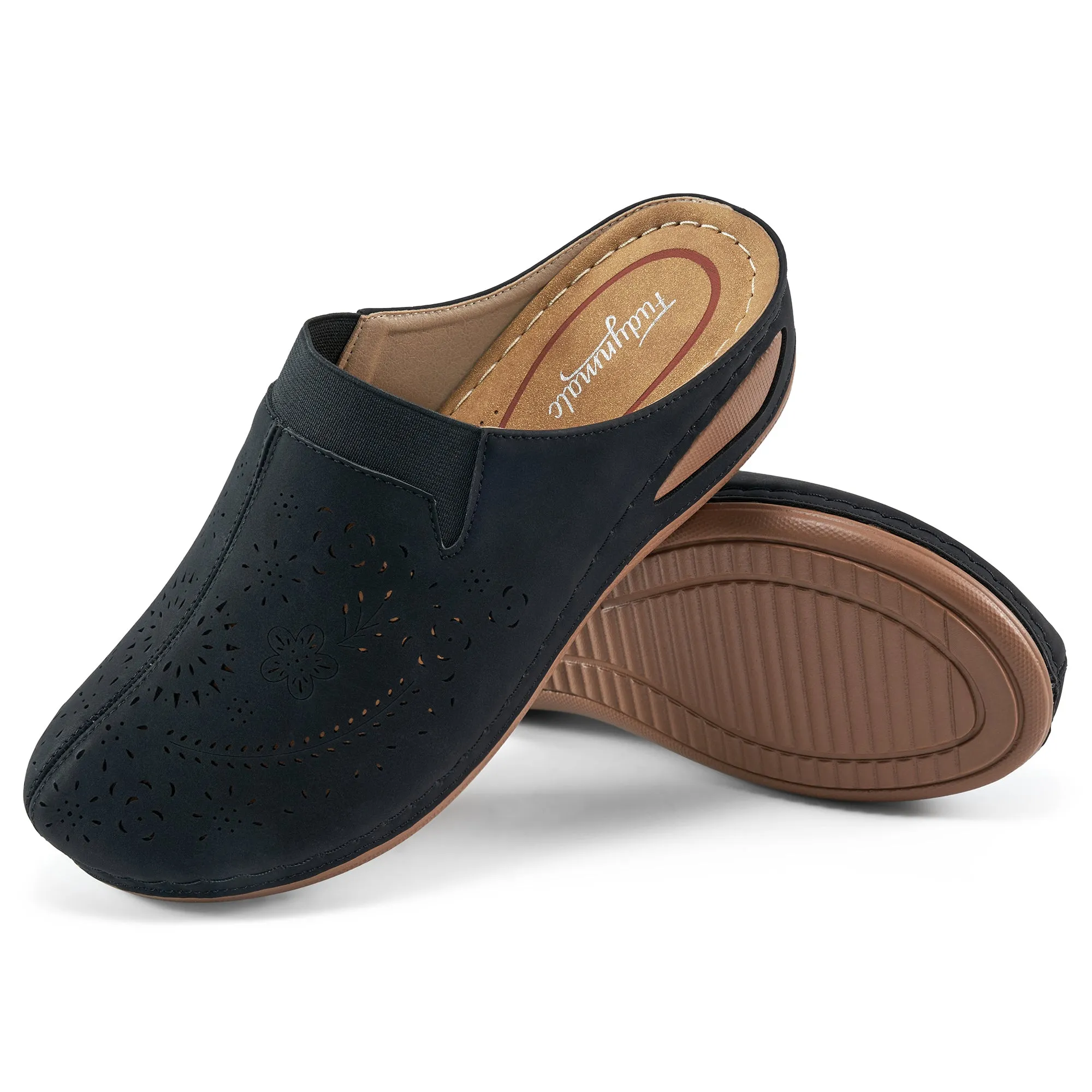 HARENC™Womens Mules Closed Toe: Comfortable Cushion Footbed Slip On Wedge Sandals - Casual Fashion Orthopedic Walking Shoes