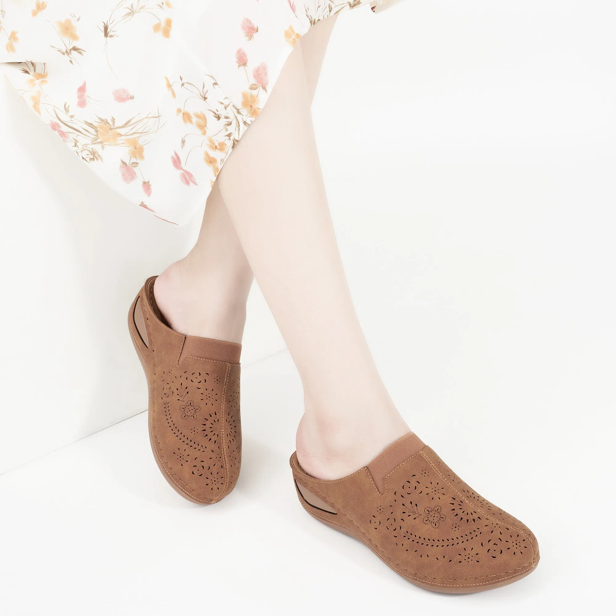 HARENC™Womens Mules Closed Toe: Comfortable Cushion Footbed Slip On Wedge Sandals - Casual Fashion Orthopedic Walking Shoes
