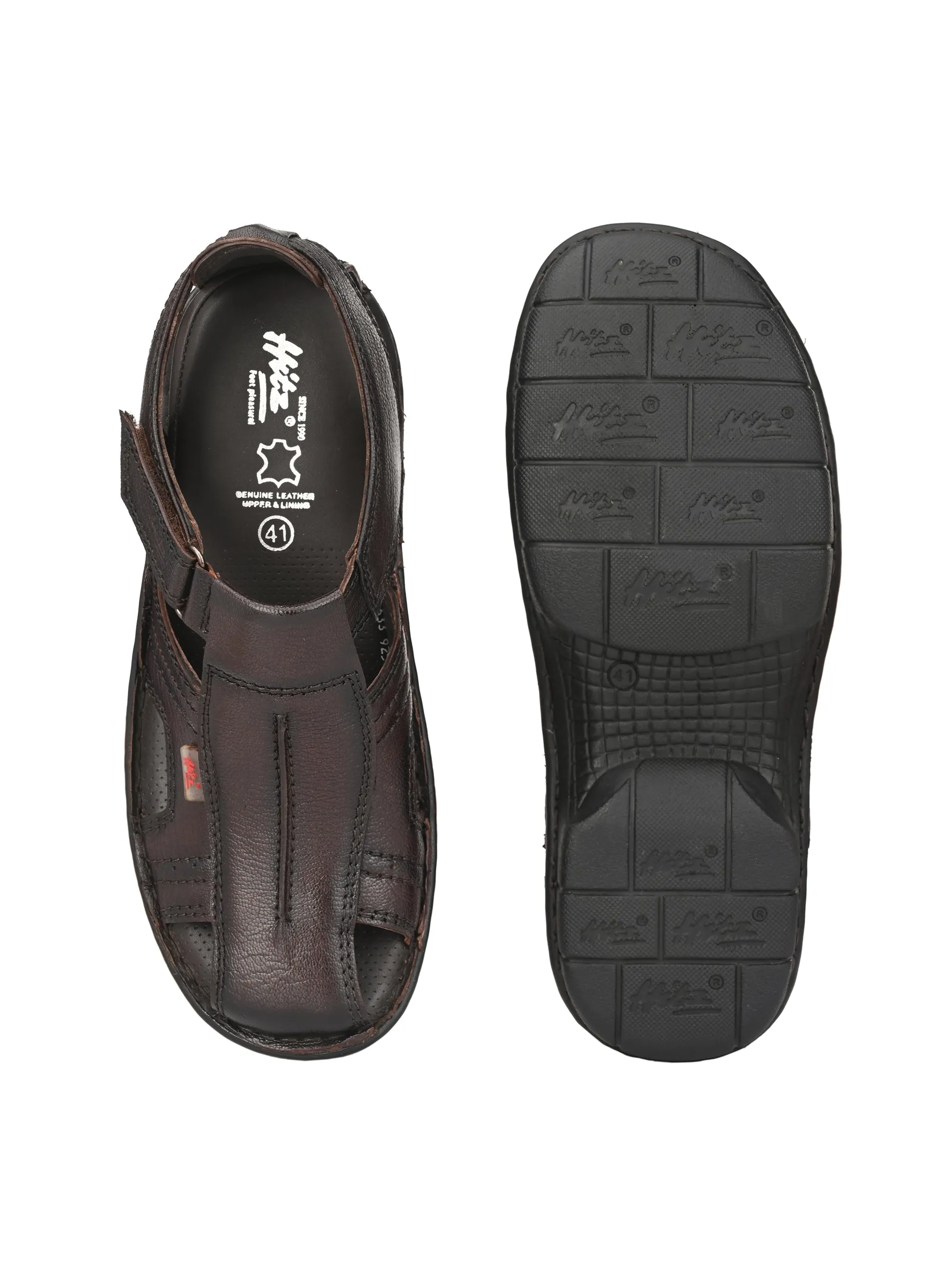 HITZ9254 Men's Totone Leather Casual Velcro Sandals