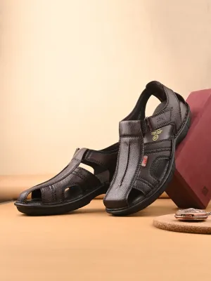 HITZ9254 Men's Totone Leather Casual Velcro Sandals