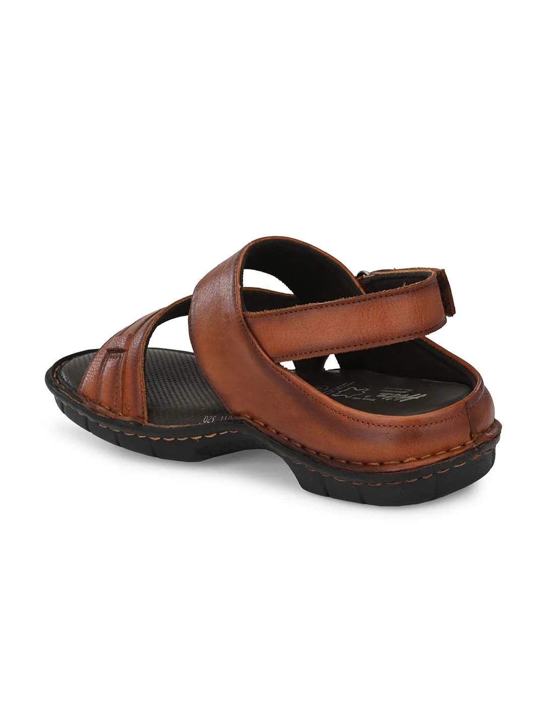 HITZ9611 Men's Tan Leather Casual Velcro Sandals