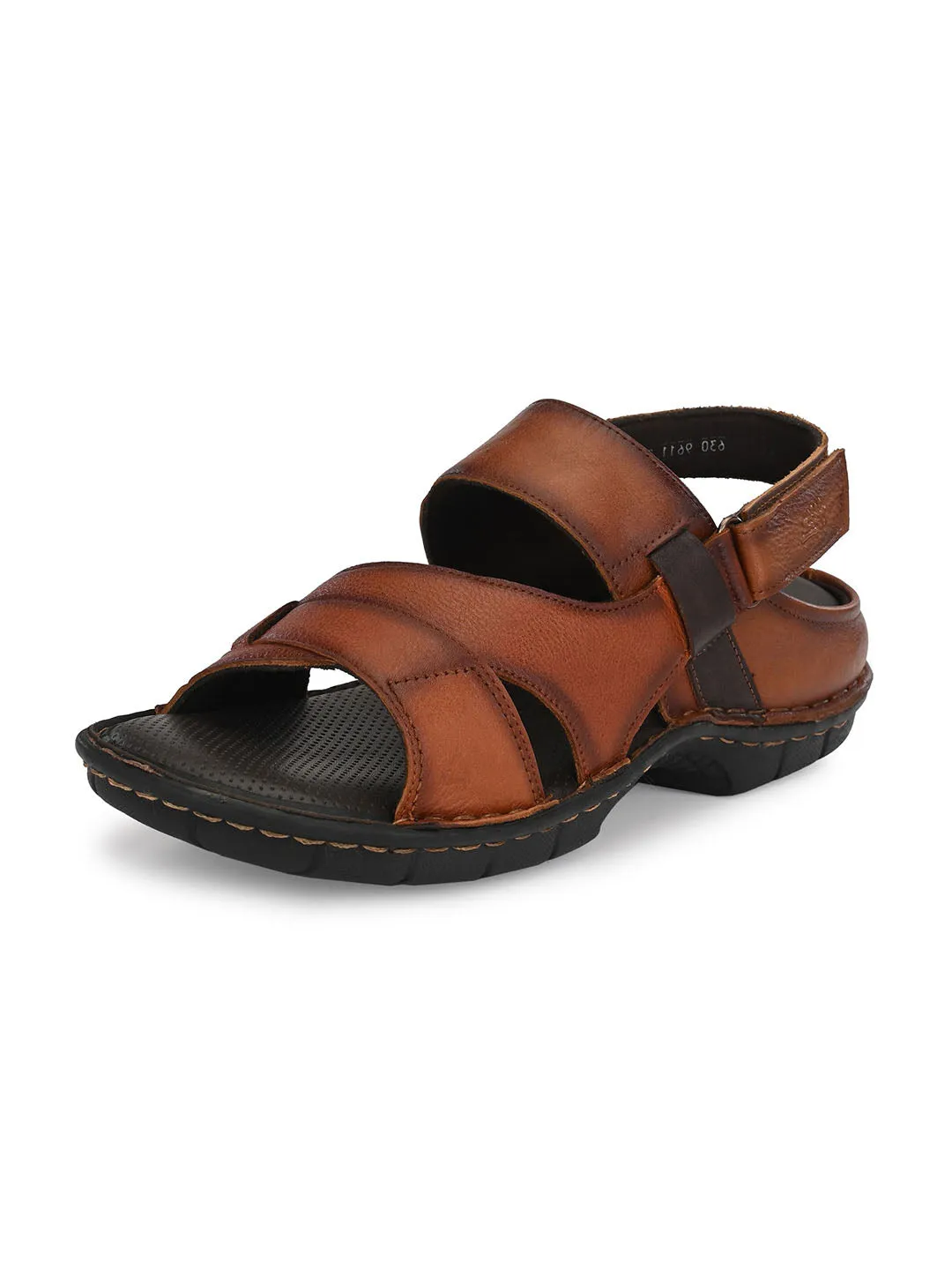 HITZ9611 Men's Tan Leather Casual Velcro Sandals