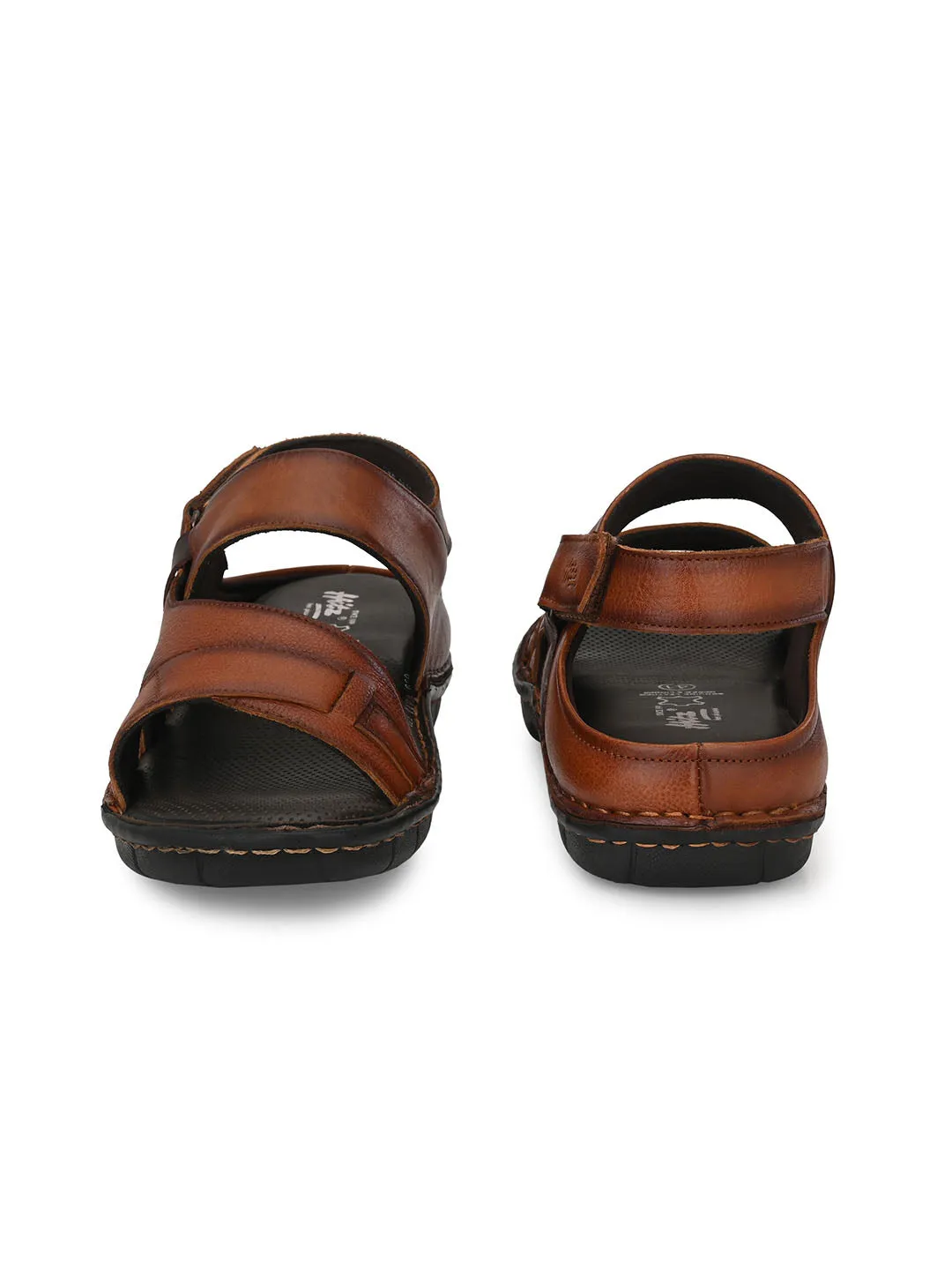 HITZ9611 Men's Tan Leather Casual Velcro Sandals