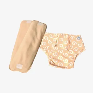 Infant Reusable Diapers | Swirly Whirly | Velcro Closure | With 2 Diaper Pads Free