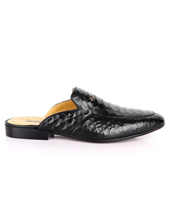 John Foster Croc Design Leather mules |Black