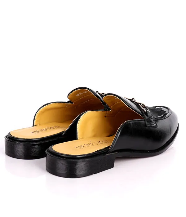 John Foster Kiltie Horsebit Black Calfskin Men's Mules