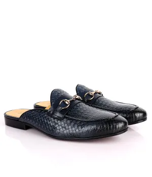 John Foster Woven Horsebit Leather Mules|Black