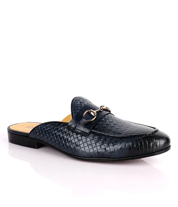 John Foster Woven Horsebit Leather Mules|Black