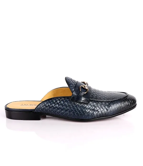 John Foster Woven Horsebit Leather Mules|Black