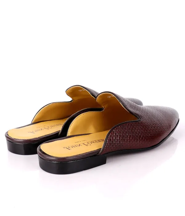 John Foster Woven Leather Mules|Coffee