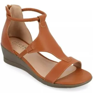 Journee Collection Trayle Sandal Wedge Brown 6.5 WIDE