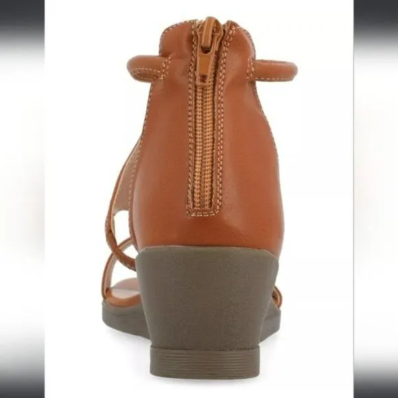 Journee Collection Trayle Sandal Wedge Brown 6.5 WIDE