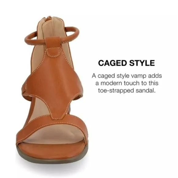 Journee Collection Trayle Sandal Wedge Brown 6.5 WIDE