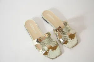 Kay Gold Snake Sandals