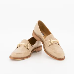 Ladies Built-Up Loafer With Metal Bar-Beige