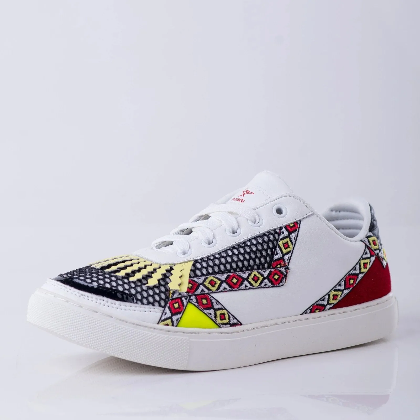 Ladies Low Top Multi Colour Sneaker - White