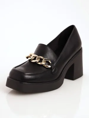 Ladies Noella Loafer Heel - Black