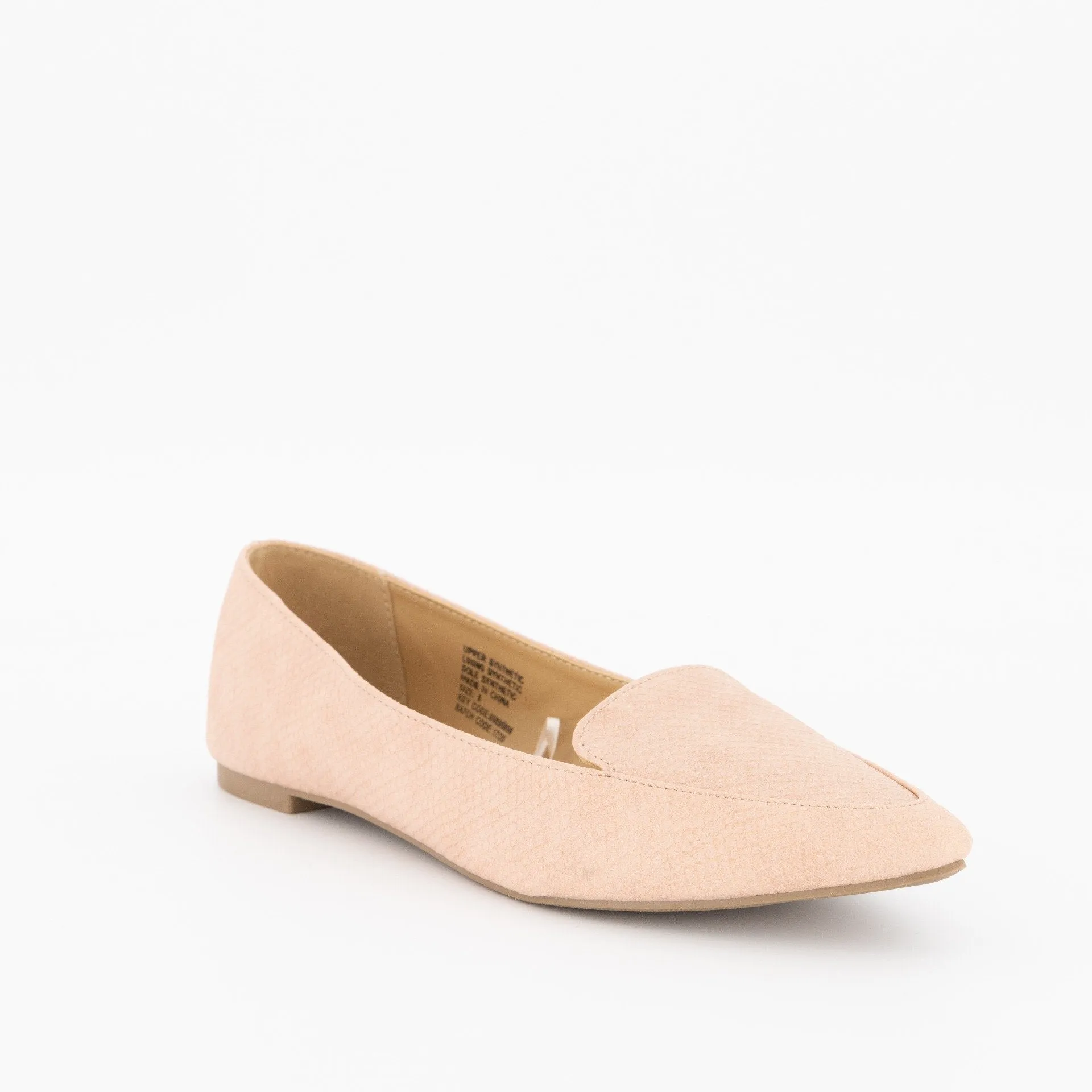 Ladies-Pointed Embossed Loafer - Blush