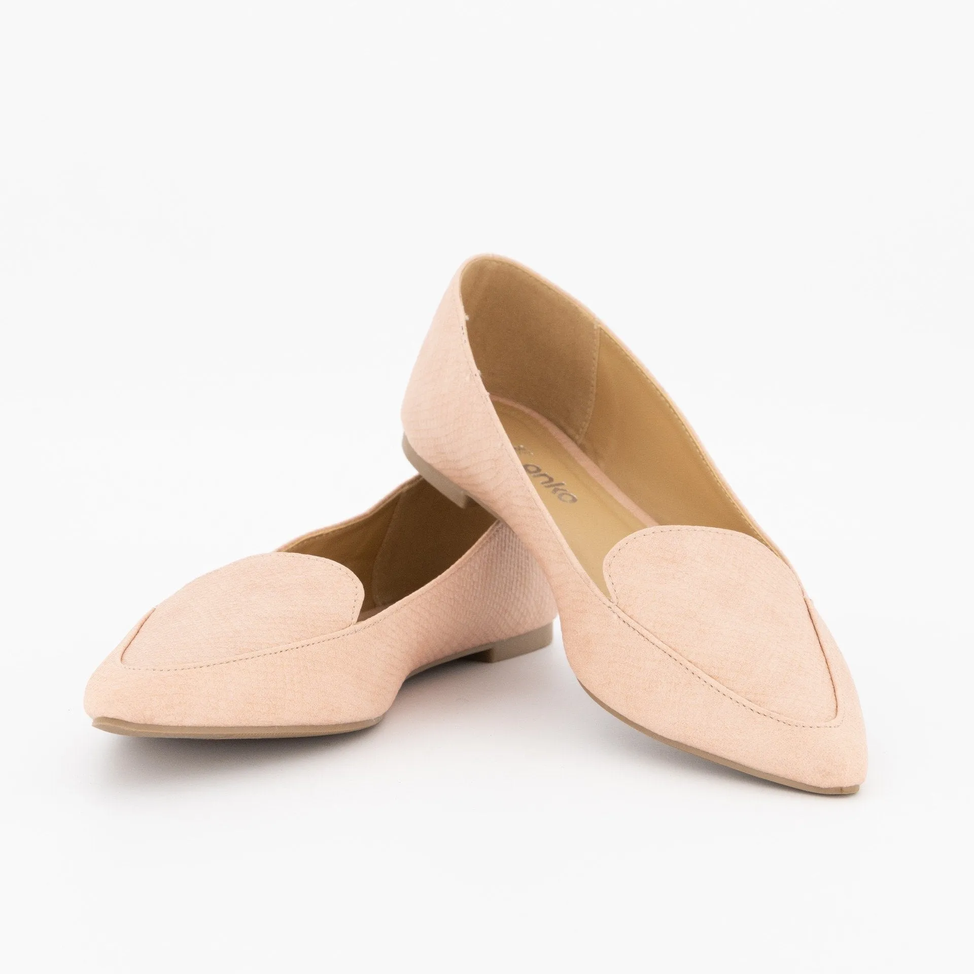 Ladies-Pointed Embossed Loafer - Blush