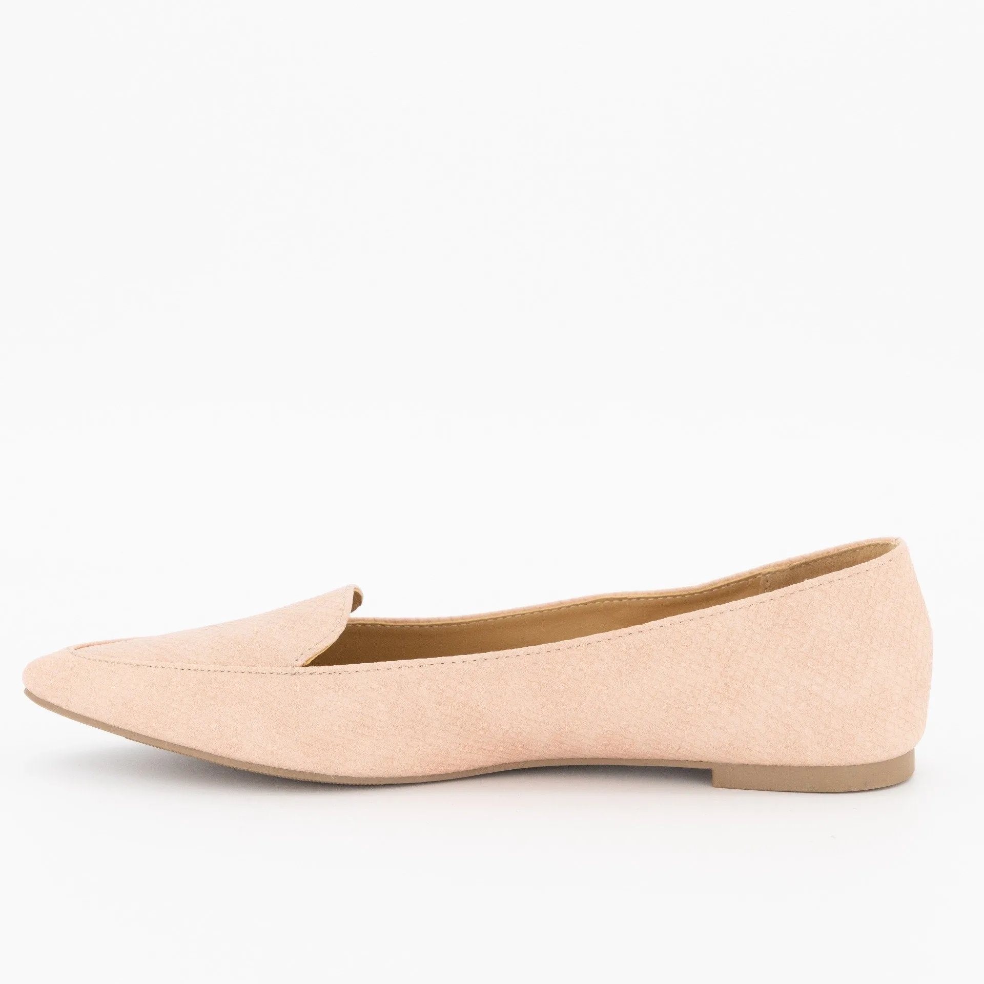 Ladies-Pointed Embossed Loafer - Blush