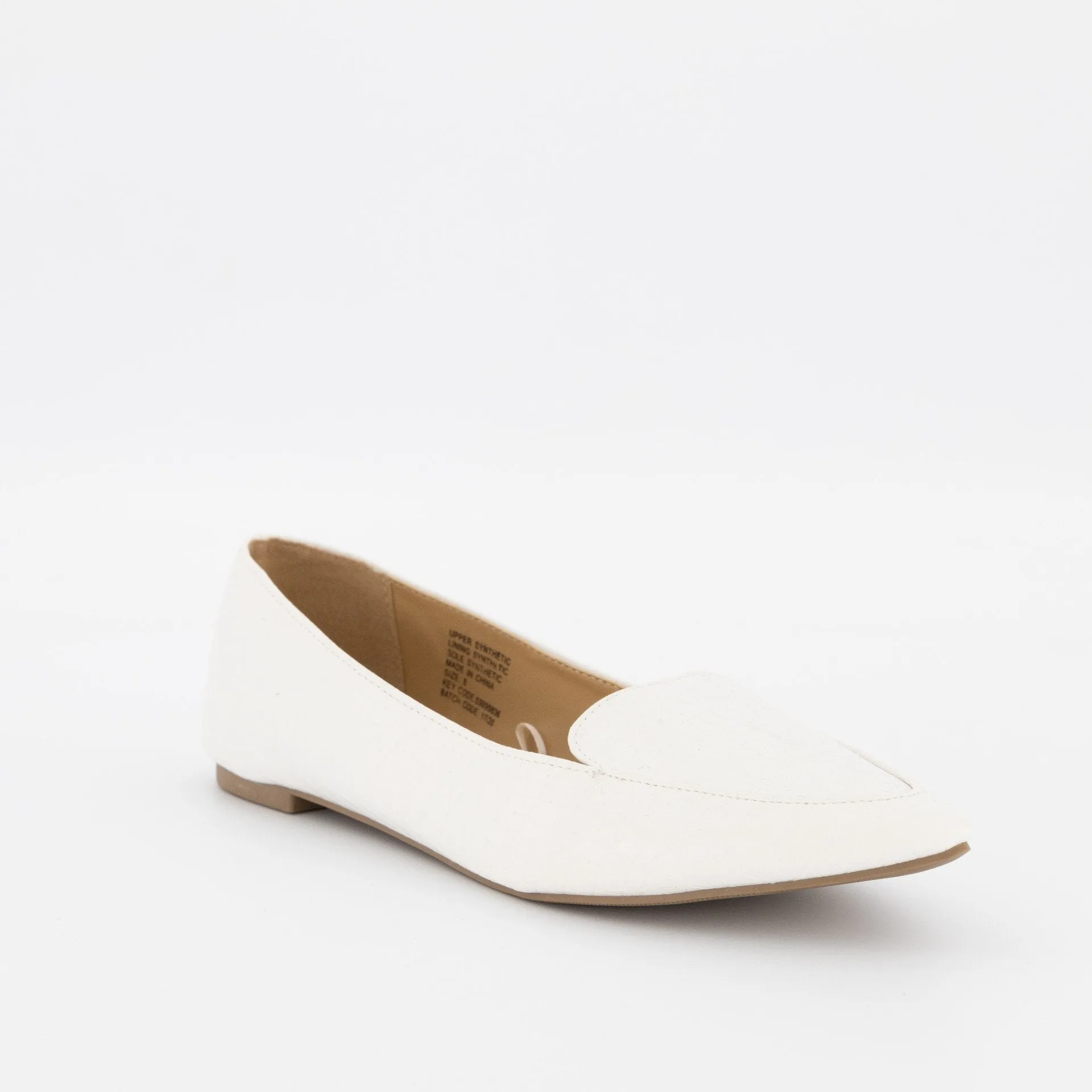Ladies-Pointed Embossed Loafer - White