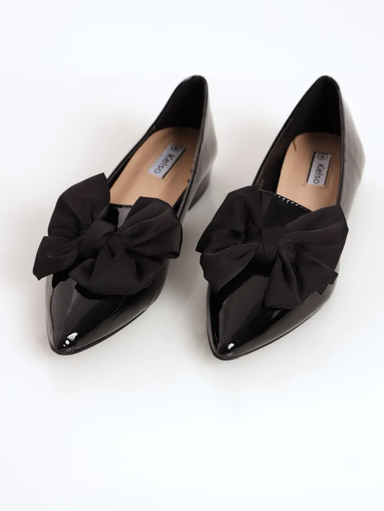 Ladies Pointed Full Closed Loafer - Black
