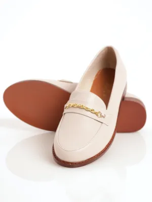 Ladies Twisted Chain Loafer - Stone