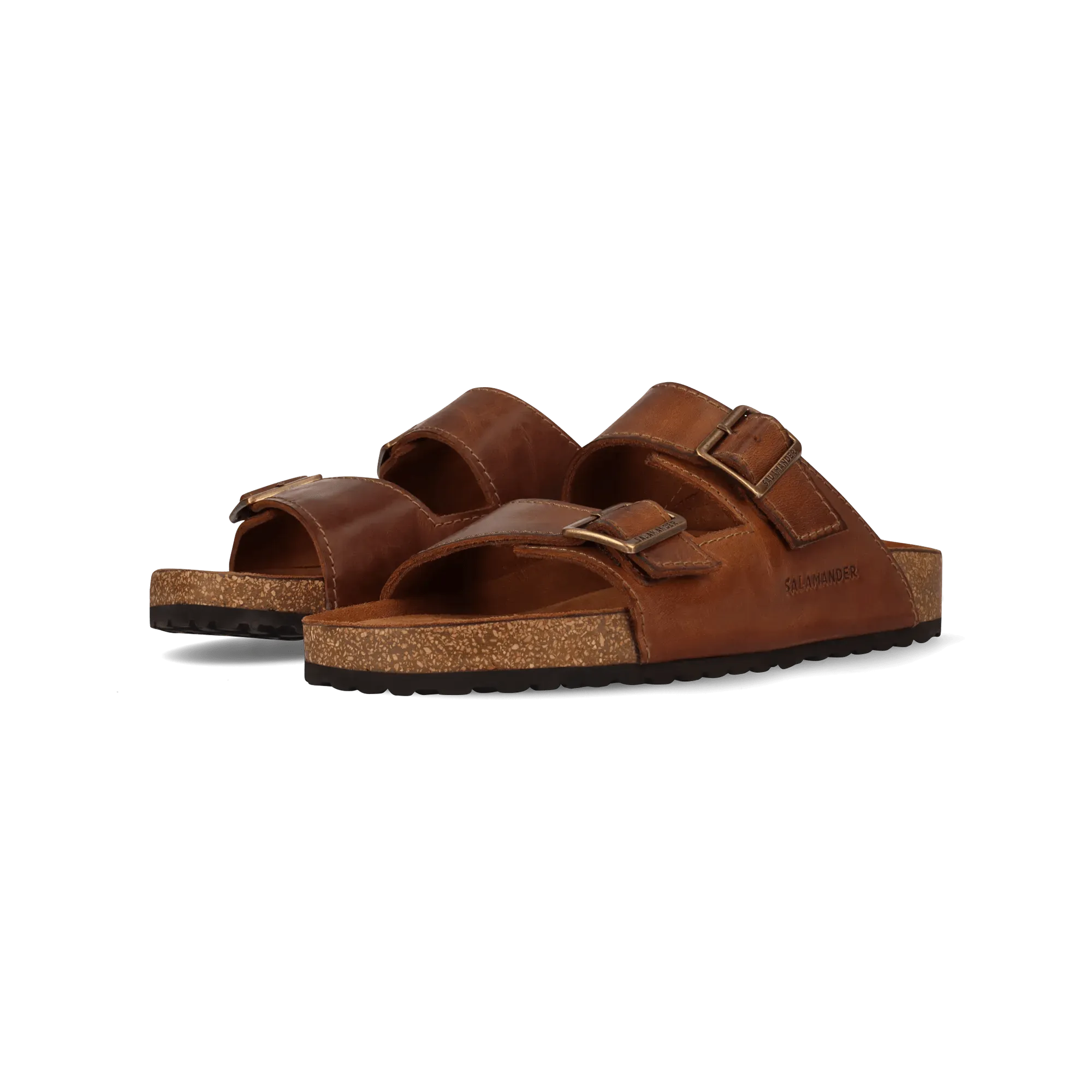 Leder Pantoletten Cognac