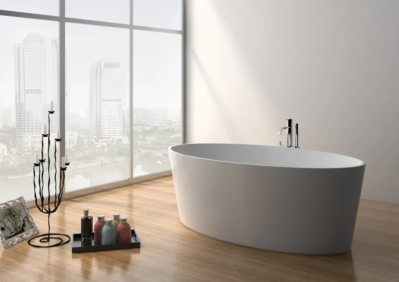 Legion Furniture WJ8617 Series 63” Matt White Solid Surface Bath Tub