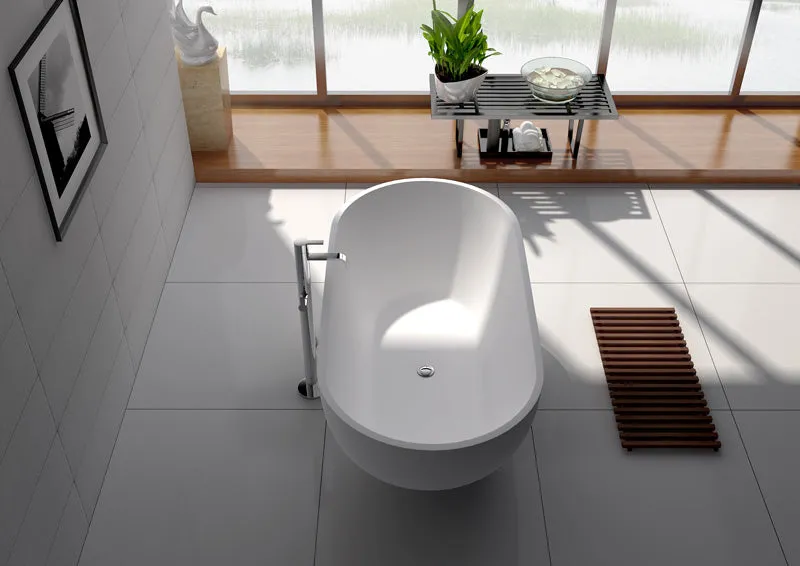 Legion Furniture WJ8619 Series 70.1” Matt White Solid Surface Bath Tub