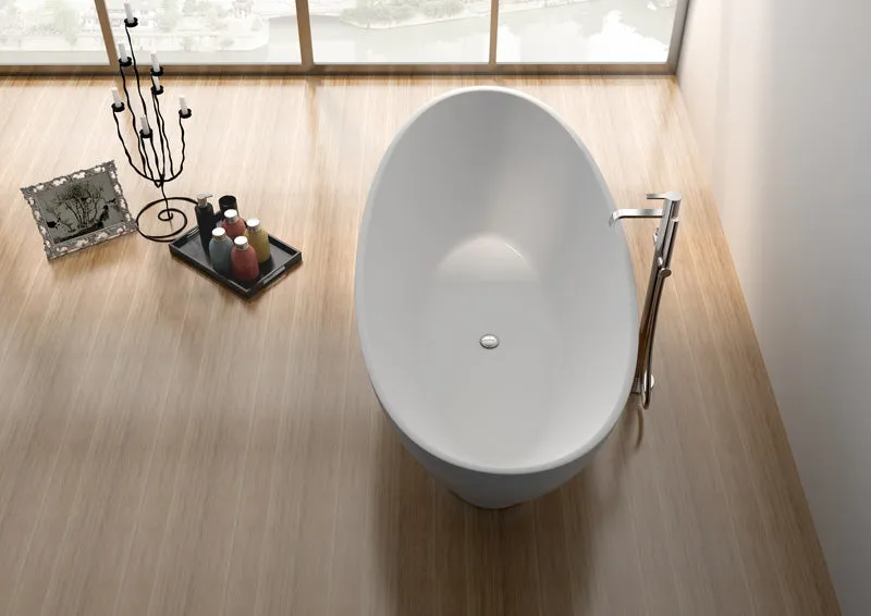 Legion Furniture WJ8620 Series 70.7” Matt White Solid Surface Bath Tub