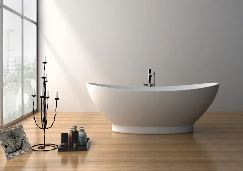 Legion Furniture WJ8620 Series 70.7” Matt White Solid Surface Bath Tub