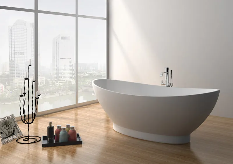 Legion Furniture WJ8620 Series 70.7” Matt White Solid Surface Bath Tub
