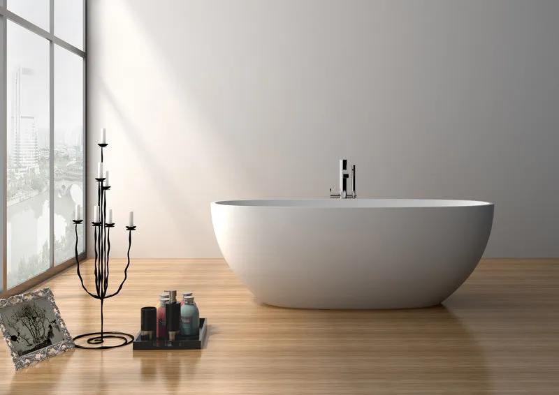 Legion Furniture WJ8628 Series 65” Matt White Solid Surface Bath Tub