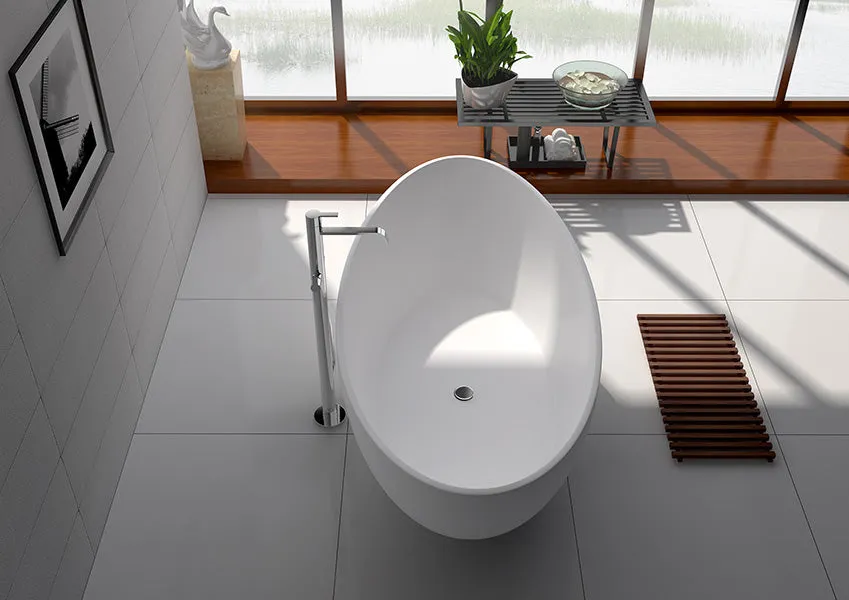 Legion Furniture WJ8643 Series 63” Matt White Solid Surface Bath Tub