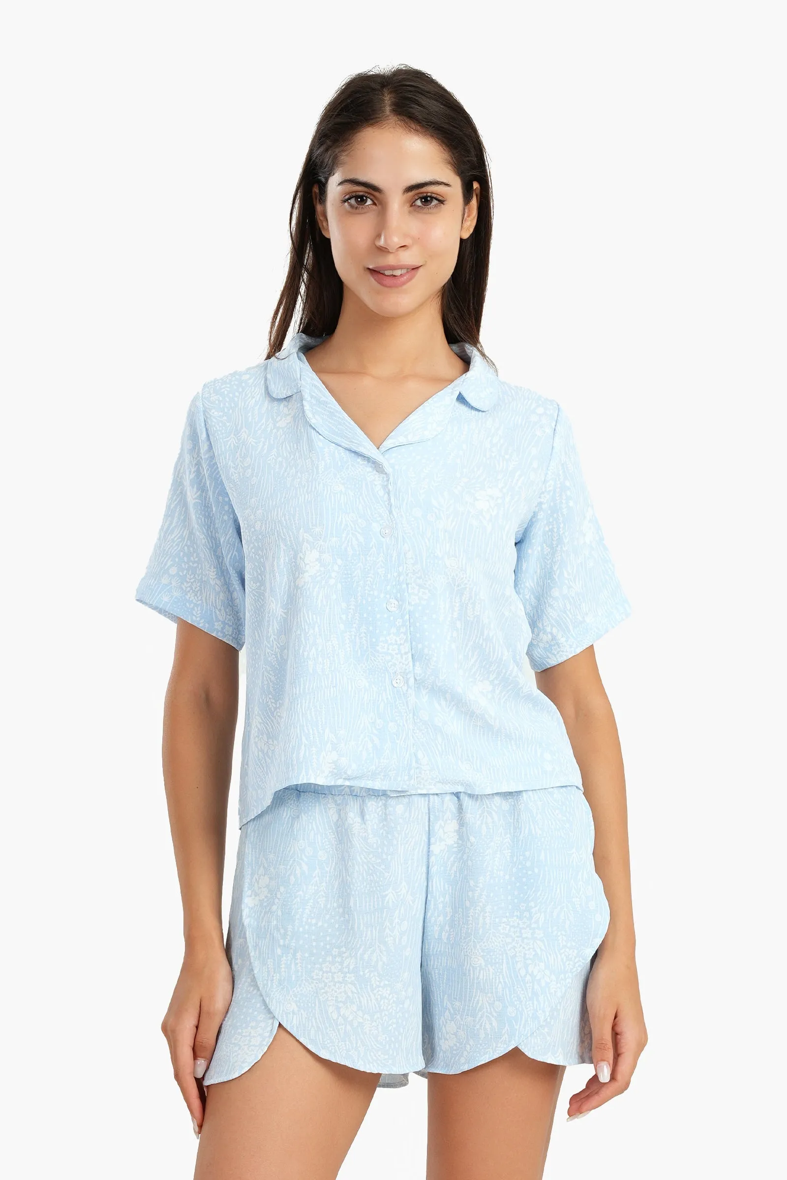 Light Blue Cotton Pyjama Short
