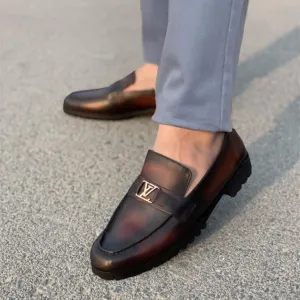 LS Pure Leather Handmade Oxblood Chunky Loafers LS-859