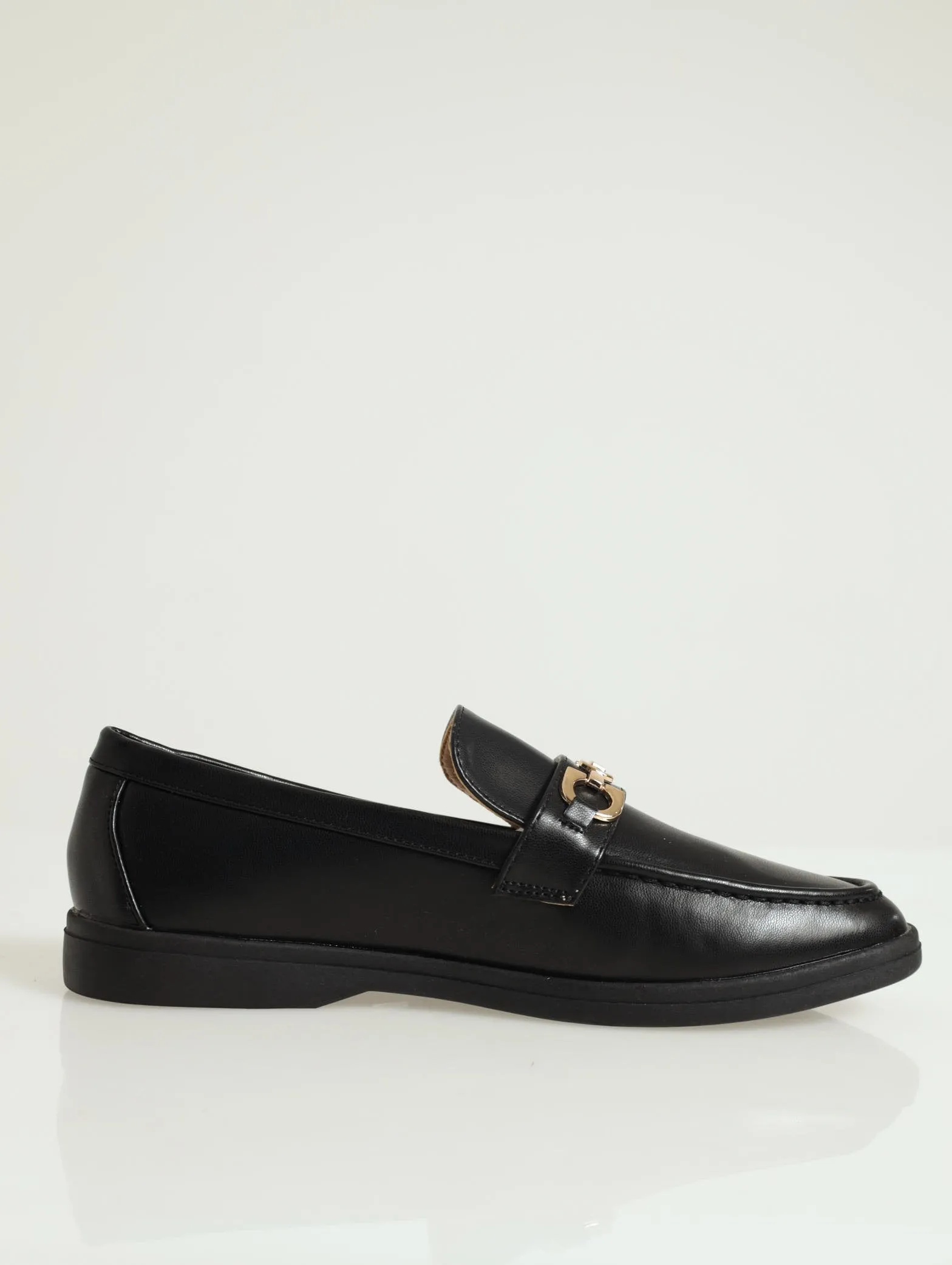 Lulu Buckle Trim Loafer - Black