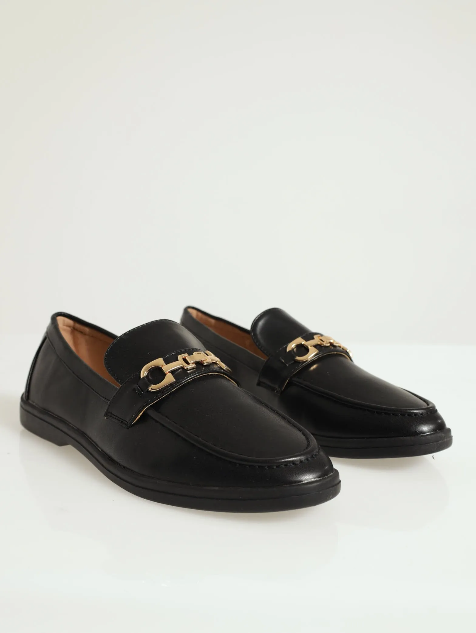 Lulu Buckle Trim Loafer - Black
